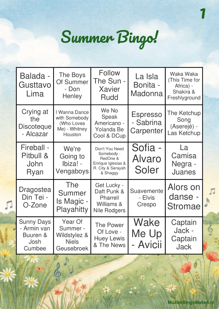 Music Bingo Été